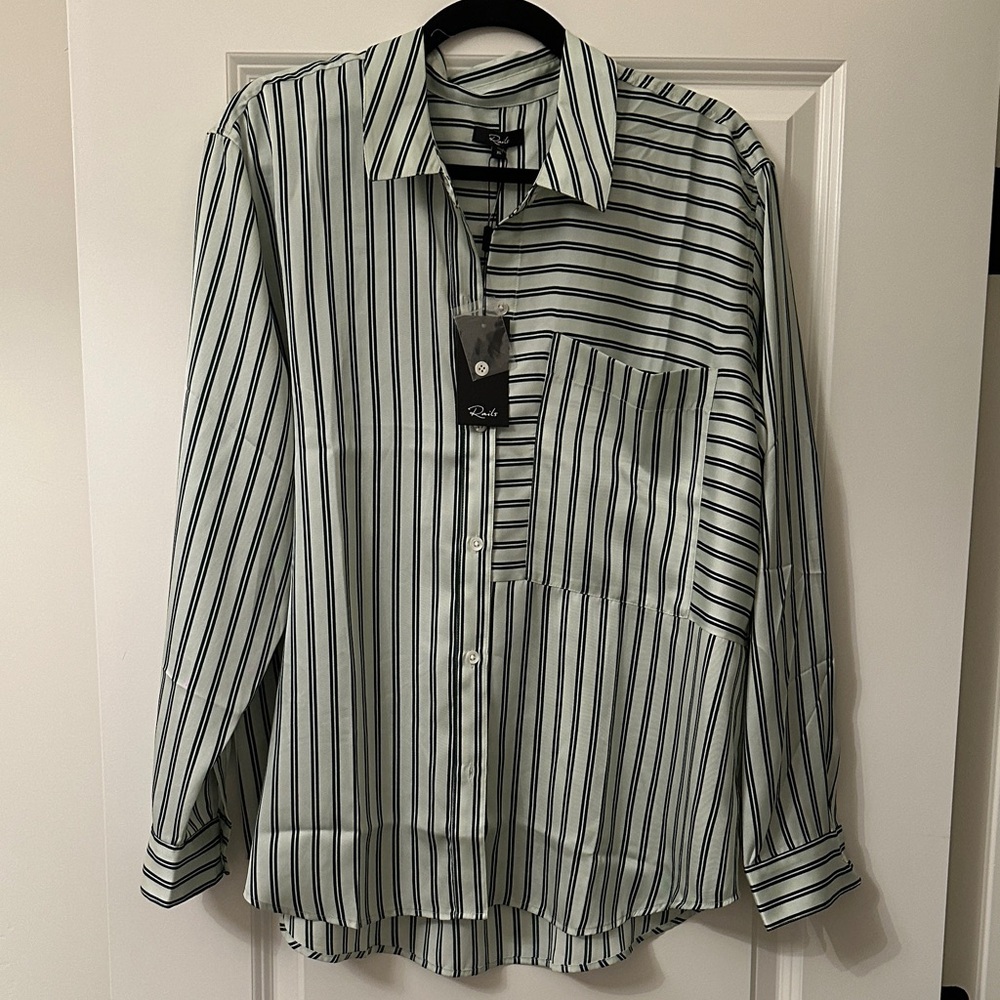Rails green striped shirt nwt